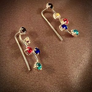 NWOT Never Used, Very cute 925 silver earrings w/multicolored crystals